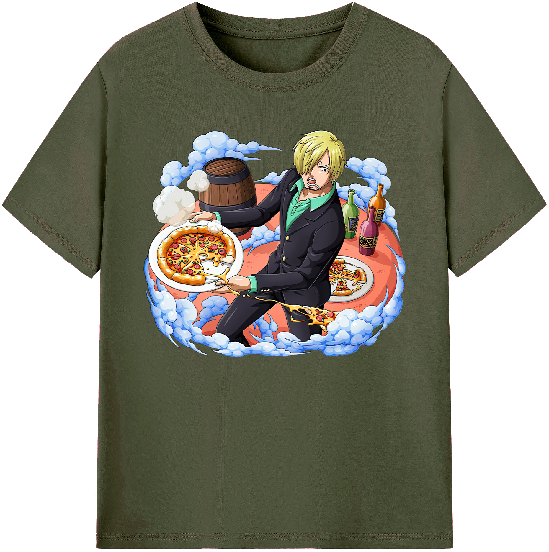 （画像用） ワンピース サンジ ONE PIECE Sanji 綿100％ メンズ半袖Tシャツ｜肌触りやわらか＆通気性